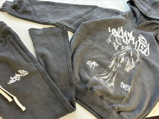 Grey Acid wash flared tracksuit